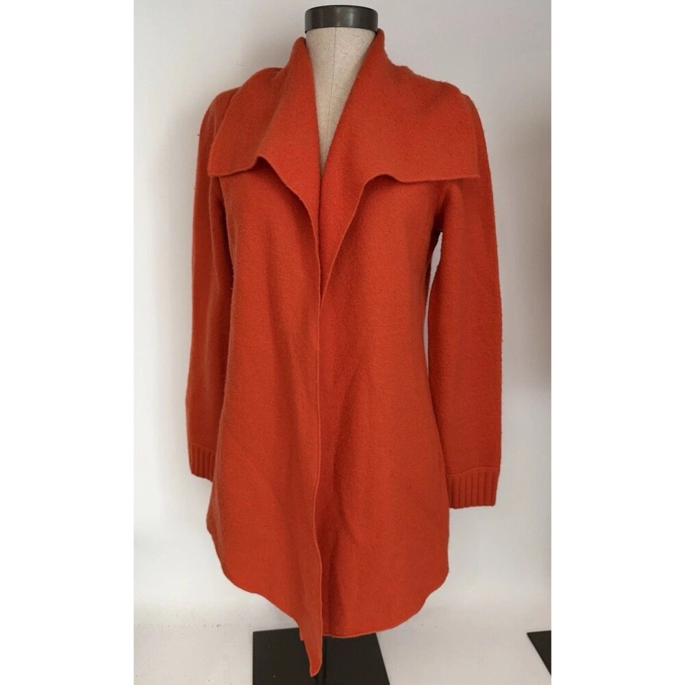 W by Worth Wool Open Front Waterfall Orange Cardigan Sweater Women’s Petite